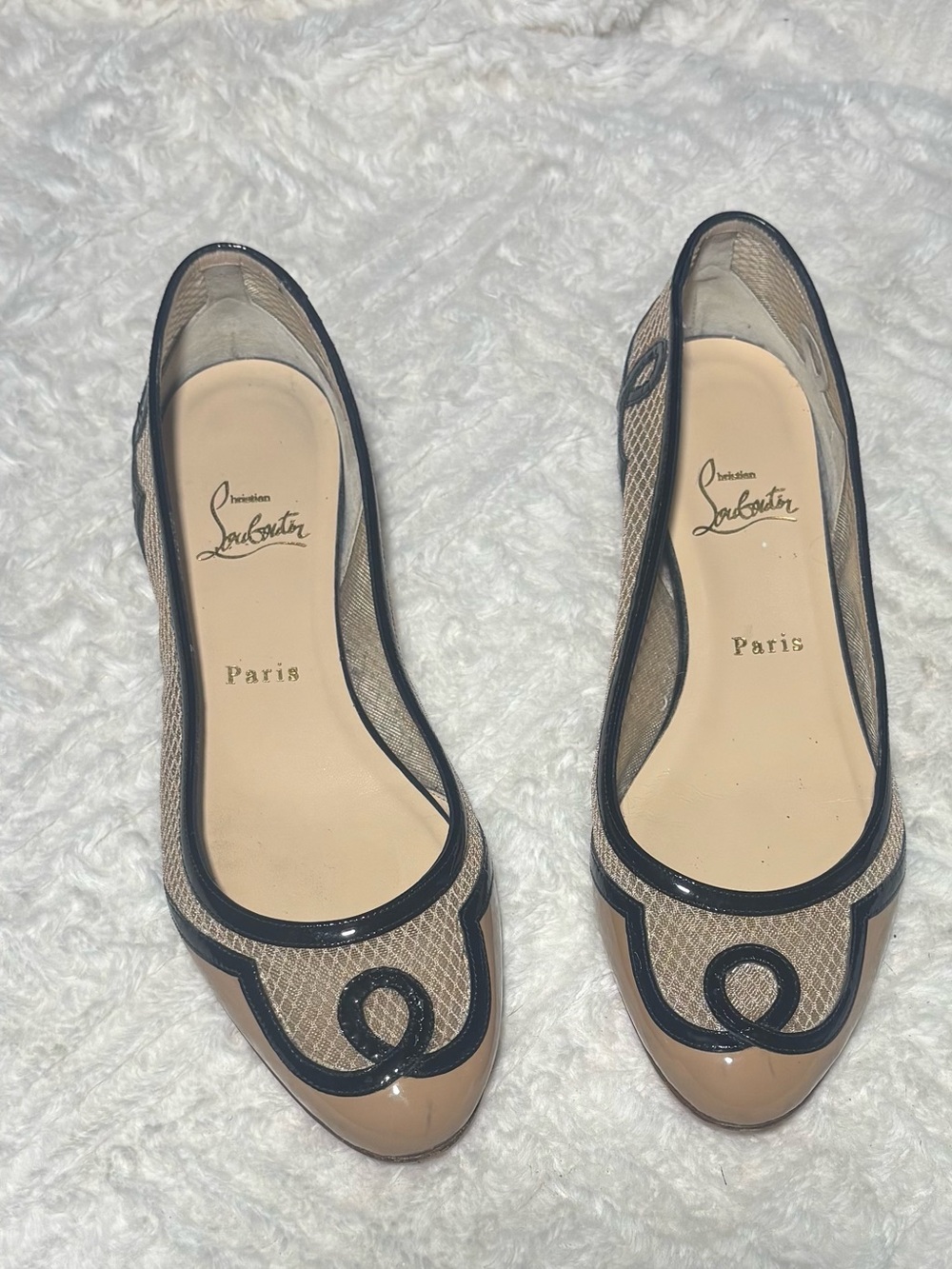Christian Louboutin mesh and patent leather ballet flats with red bottom - Picture 4 of 12